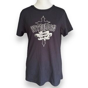 Witchburn Black Cotton Crewneck Short Sleeve Band Tee | Women’s Medium